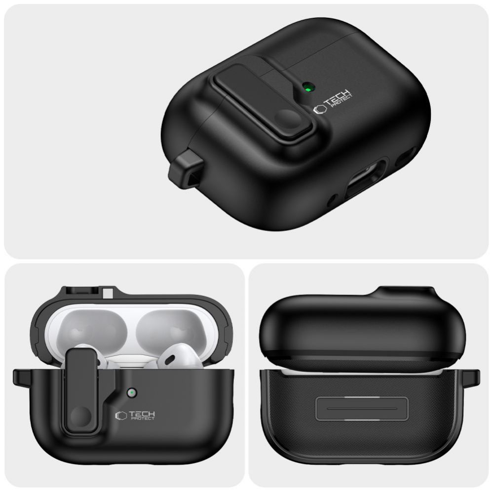 Other Phone Accessory Tech-Protect Tech-Protect Slim Hook Case with Carabiner for Apple AirPods Pro 1 / 2 - Black