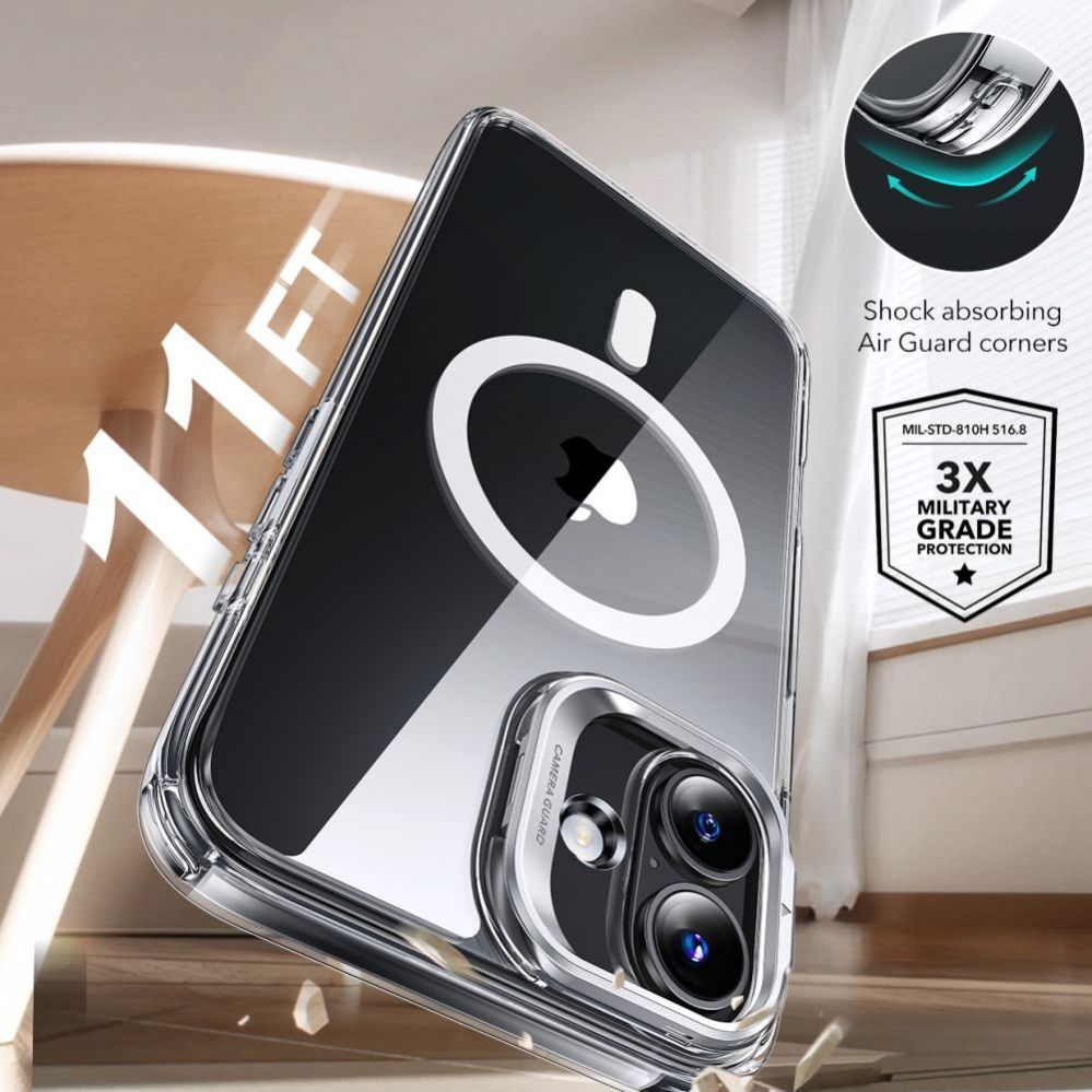 Other Phone Accessory ESR ESR Classic Hybrid Kickstand Halolock MagSafe Case Set + Tempered Glass for iPhone 16 - Clear