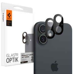 Kitas telefono priedas Spigen  Spigen Optik GLAS.TR Camera Protector 2-PACK for iPhone 16 / 16 PLUS - Black 
