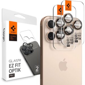 Kitas telefono priedas Spigen  Spigen Optik Pro GLAS.TR ”EZ FIT” Camera Protector 2-PACK for iPhone 16 Pro / Pro Max - Brown 