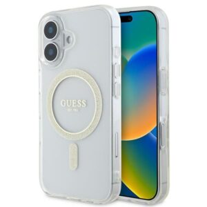 Other Phone Accessory Guess Apple Guess IML Glitter Circle MagSafe iPhone 16 Case - Clear 