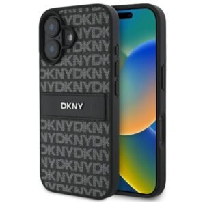 Cits mobilo telefonu aksesuārs DKNY  DKNY Texture Pattern Tonal Stripe iPhone 16 Case - Black 