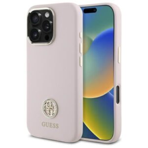 Kitas telefono priedas Guess  Guess Silicone Logo Strass 4G case for iPhone 16 Pro - light pink 