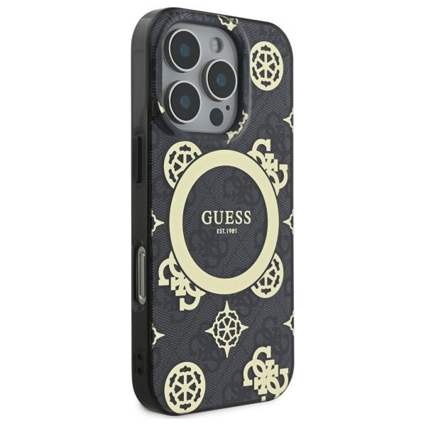 Other Phone Accessory Guess Guess IML Peony On 4G Background MagSafe Case for iPhone 16 Pro Max - Black