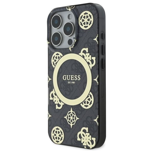 Other Phone Accessory Guess Guess IML Peony On 4G Background MagSafe Case for iPhone 16 Pro Max - Black