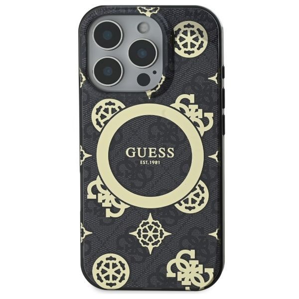 Other Phone Accessory Guess Guess IML Peony On 4G Background MagSafe Case for iPhone 16 Pro Max - Black
