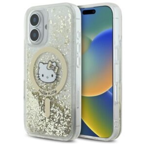 Kitas telefono priedas Hello Kitty  Hello Kitty Liquid Glitter Fever MagSafe iPhone 16 Case - Gold 
