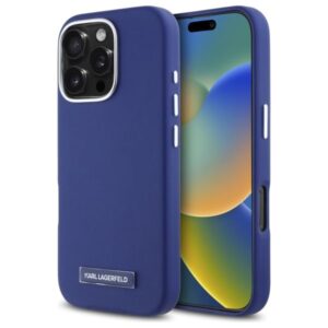 Kitas telefono priedas Karl Lagerfeld  Karl Lagerfeld FW Metal Plate MagSafe iPhone 16 Pro Case - Blue 