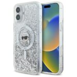 Cits mobilo telefonu aksesuārs Karl Lagerfeld  Karl Lagerfeld Liquid Glitter Karl Head Magsafe Case for iPhone 16 Plus - Clear 