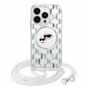 Kitas telefono priedas Karl Lagerfeld  Karl Lagerfeld IML Crossbody Monogram Karl & Choupette Head MagSafe iPhone 16 Case - Clear 