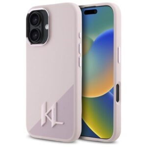 Kitas telefono priedas Karl Lagerfeld  Karl Lagerfeld Silicone Shadow Metal Initial MagSafe iPhone 16 Case - Pink 