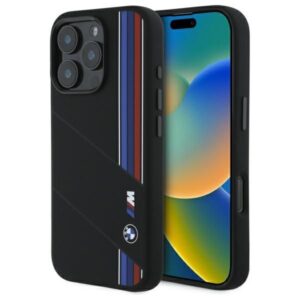 Muu telefoni lisavarustus BMW  BMW BMHMP16L23SCUK iPhone 16 Pro 6.3" black/black hardcase Silicone Cut Tricolor Lines MagSafe 