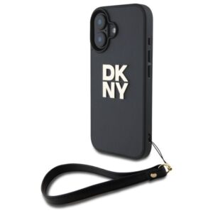 Cits mobilo telefonu aksesuārs DKNY  DKNY Wrist Strap Stock Logo iPhone 16 Case - Black 