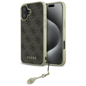 Kitas telefono priedas Guess  Guess 4G Charms Collection iPhone 16 Plus Case - Brown 