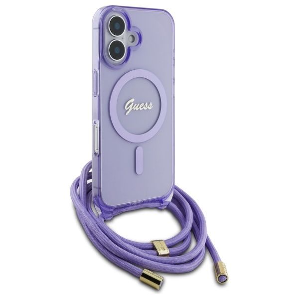 Muu telefoni lisavarustus Guess Guess Crossbody Cord Script MagSafe iPhone 16 Case - Purple