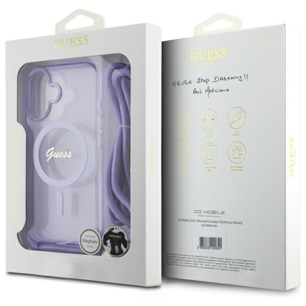 Muu telefoni lisavarustus Guess Guess Crossbody Cord Script MagSafe iPhone 16 Case - Purple