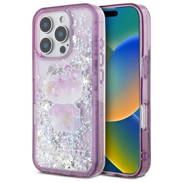 Muu telefoni lisavarustus Hello Kitty Hello Kitty Liquid Glitter 50TH Anniversary Party iPhone 16 Pro Case - Purple