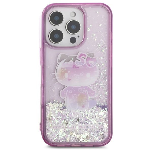 Muu telefoni lisavarustus Hello Kitty Hello Kitty Liquid Glitter 50TH Anniversary Party iPhone 16 Pro Case - Purple