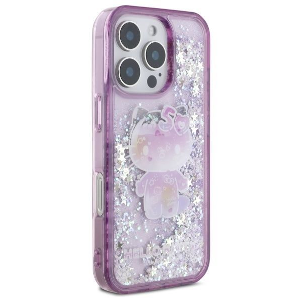 Muu telefoni lisavarustus Hello Kitty Hello Kitty Liquid Glitter 50TH Anniversary Party iPhone 16 Pro Case - Purple