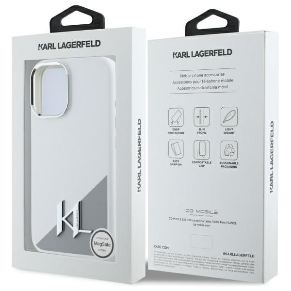 Other Phone Accessory Karl Lagerfeld Karl Lagerfeld Silicone Initial Metal Logo MagSafe iPhone 16 Case - White