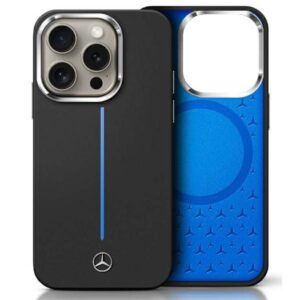 Other Phone Accessory Mercedes-Benz  Mercedes Silicone Blue Stripe MagSafe iPhone 16 Case - Black 