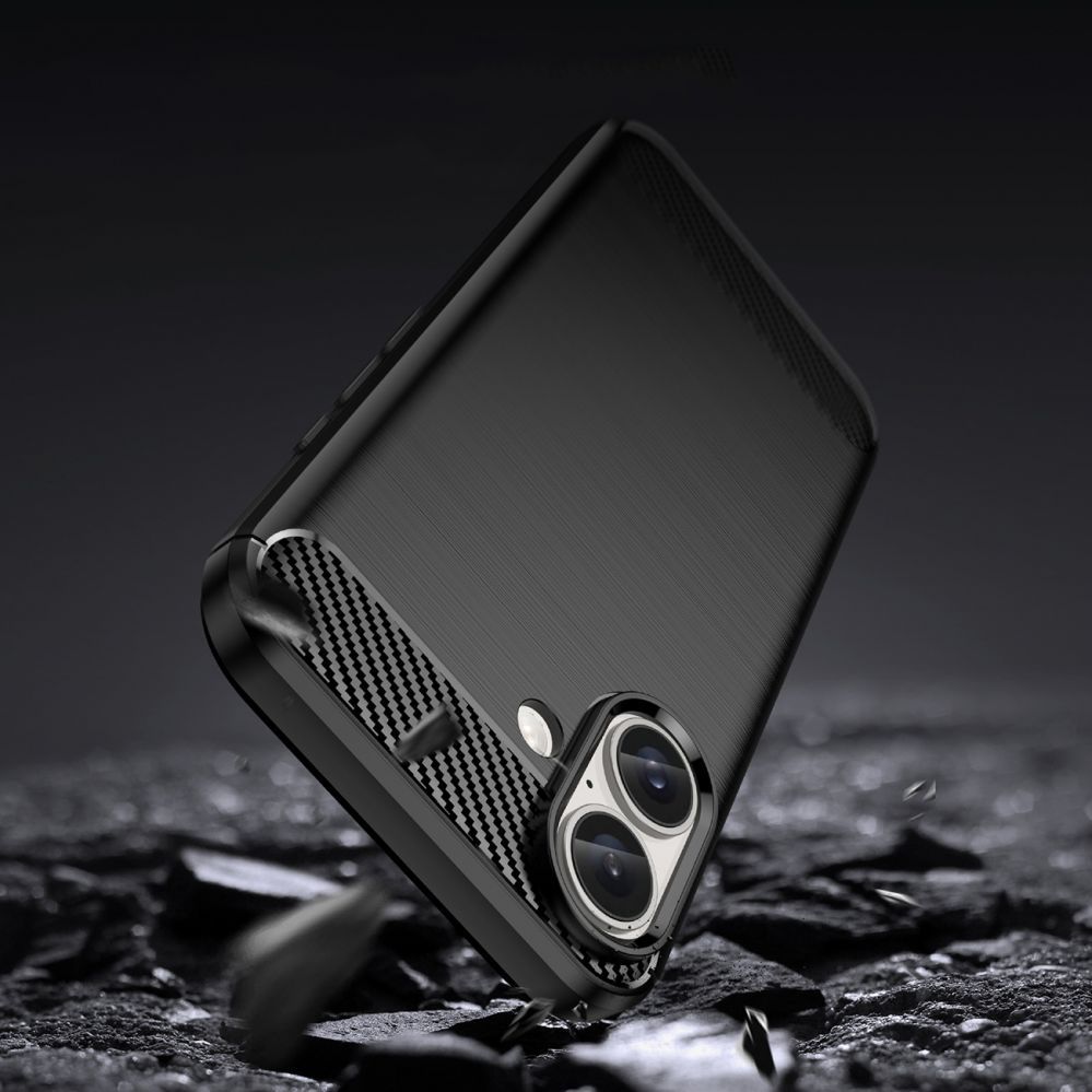 Nugarėlės dėklai Hurtel Carbon Case for iPhone 16 Plus Silicone Case - Black