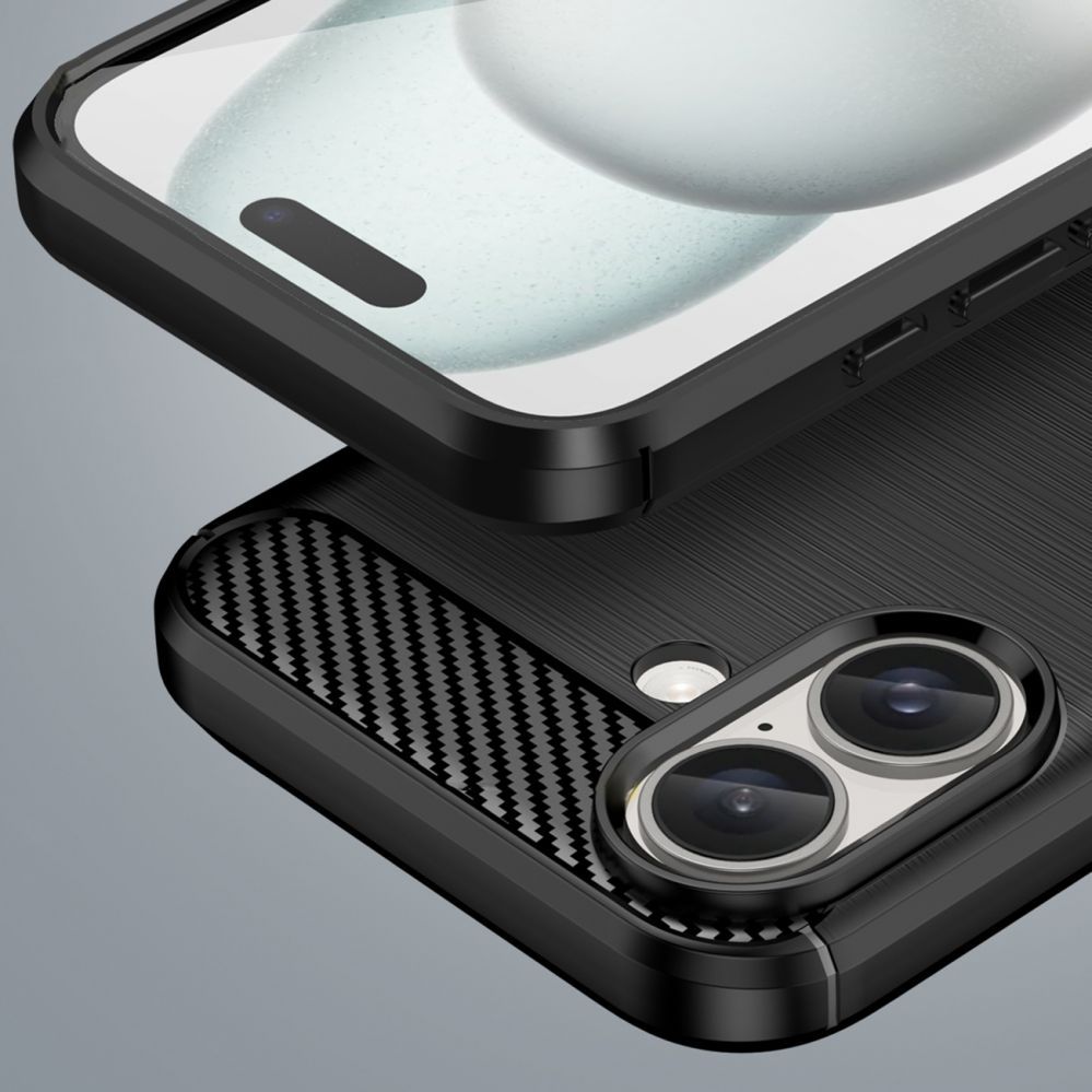 Nugarėlės dėklai Hurtel Carbon Case for iPhone 16 Plus Silicone Case - Black