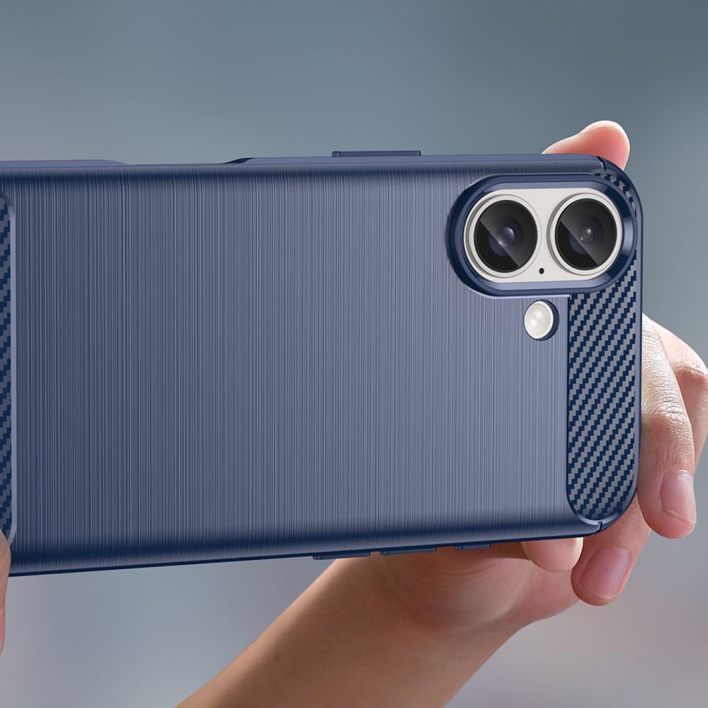 Nugarėlės dėklai Hurtel Carbon Case for iPhone 16 Silicone Case - Blue