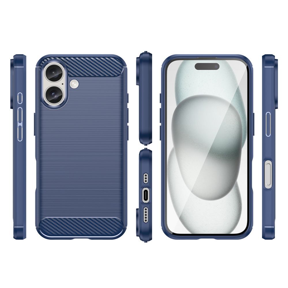 Nugarėlės dėklai Hurtel Carbon Case for iPhone 16 Silicone Case - Blue