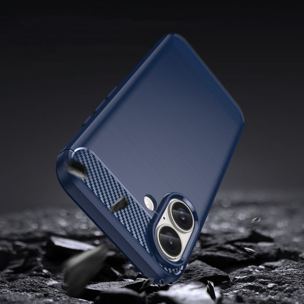 Nugarėlės dėklai Hurtel Carbon Case for iPhone 16 Silicone Case - Blue