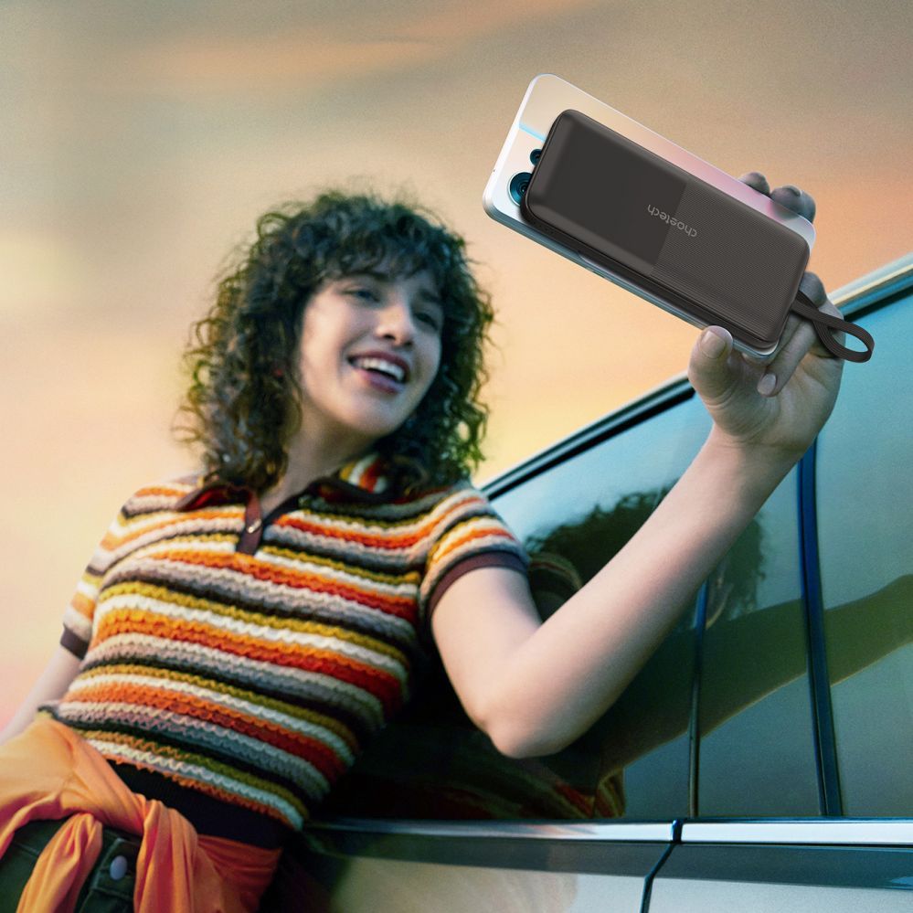 Ārējais akumulators Choetech Powerbank Choetech B654 10000mAh 22.5W USB-A / USB-C / micro USB with built-in USB-C / Lightning cable - black