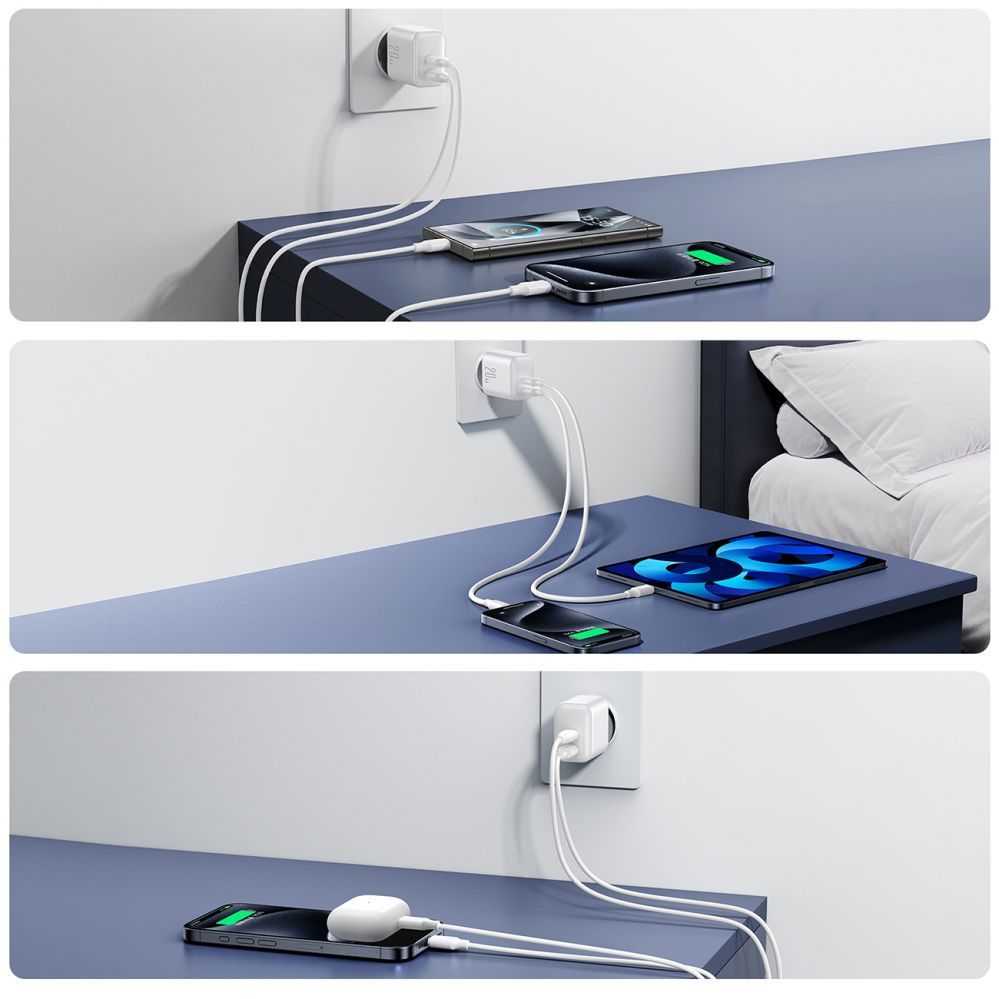 Adaptrid Joyroom Joyroom JR-TCF12 mains charger 2x USB-C 20W PD / QC 3.0 - white