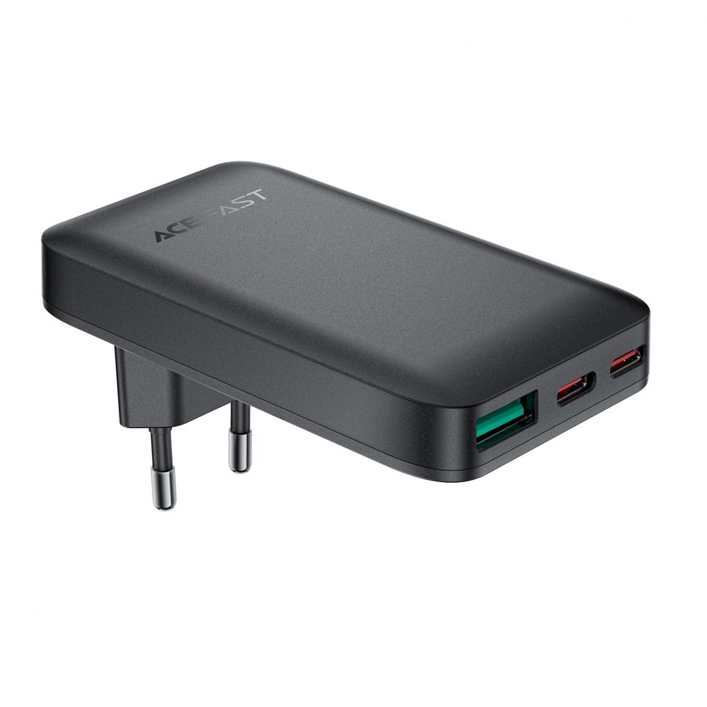 Adaptrid Acefast Acefast A100 65W GaN 2 USB-C+ USB-A Charger Ultra Slim - Black