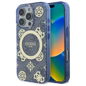 Kitas telefono priedas Guess  Guess GUHMP16XH4PYEEB iPhone 16 Pro Max 6.9" blue/blue hardcase IML Peony On 4G Background MagSafe 