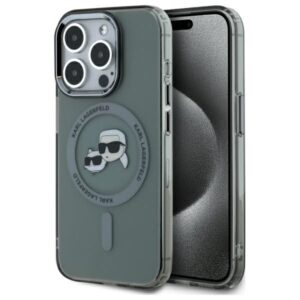 Kitas telefono priedas Karl Lagerfeld  Karl Lagerfeld KLHMP15LHLSKCK iPhone 15 Pro 6.1" black/black hardcase IML Metal Karl&Choupette Head MagSafe 