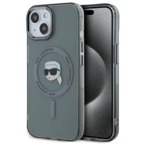 Kitas telefono priedas Karl Lagerfeld  Karl Lagerfeld KLHMP15SHLSKIK iPhone 15 6.1" black/black hardcase IML Metal Karl Head MagSafe 