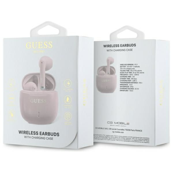 Muu telefoni lisavarustus Guess Guess Bluetooth headphones GUTWSJ14ESGP TWS + docking station pink/pink Printed Classic Logo