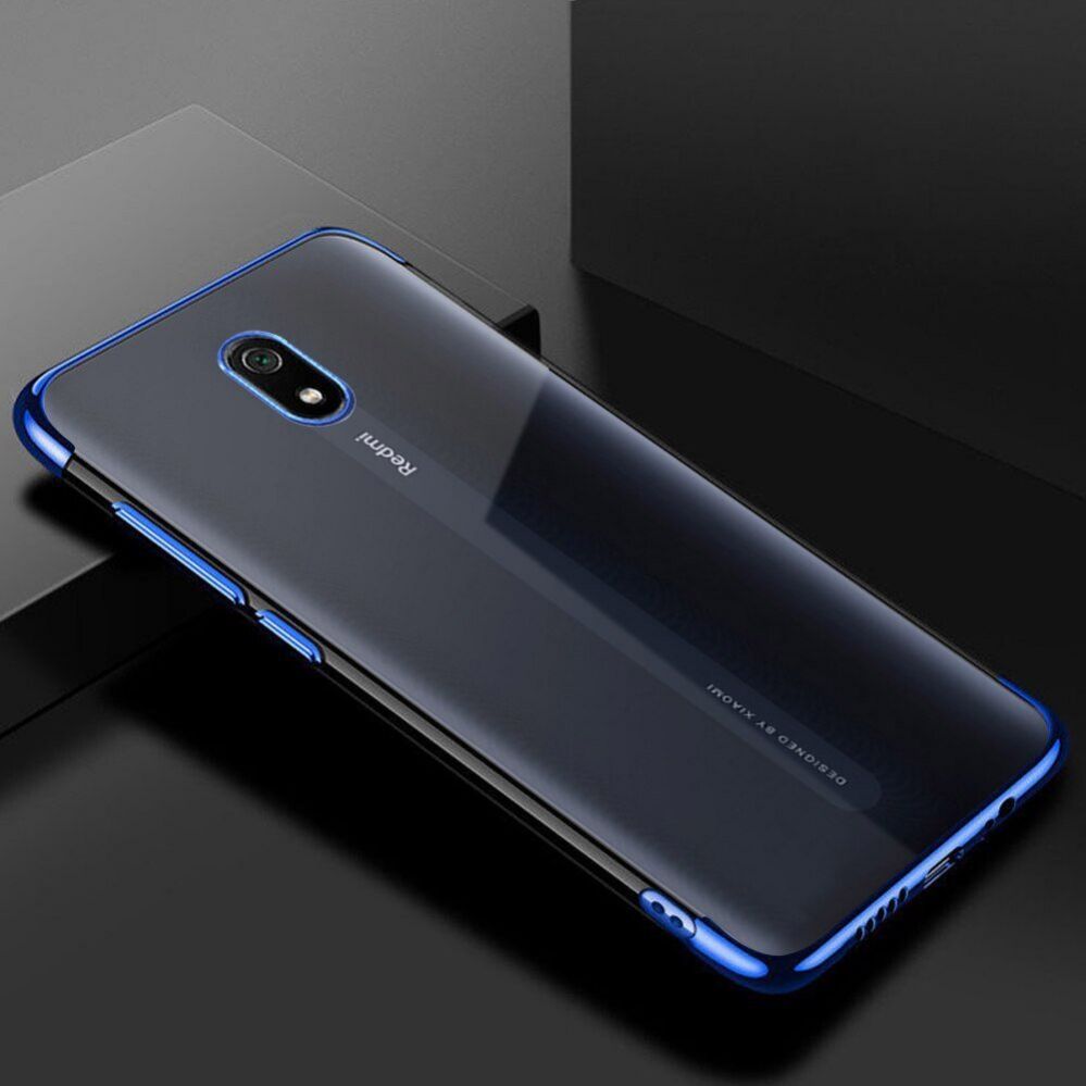 Back panel cover Hurtel Clear Color Case Gel TPU Electroplating frame Cover for Xiaomi Redmi 8A blue