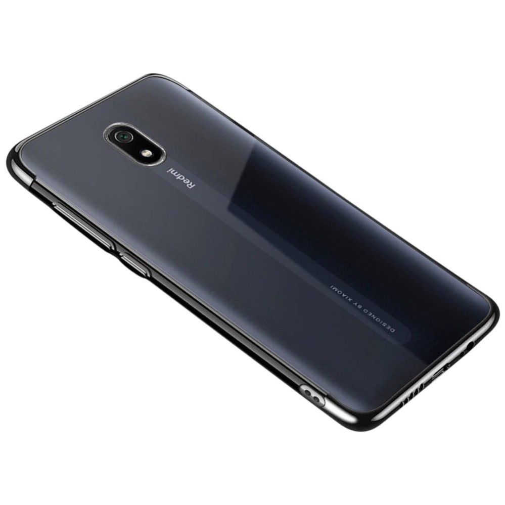 Back panel cover Hurtel Clear Color Case Gel TPU Electroplating frame Cover for Xiaomi Redmi 8A black