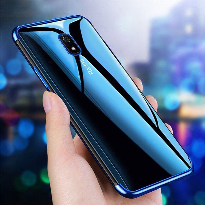 Back panel cover Hurtel Clear Color Case Gel TPU Electroplating frame Cover for Xiaomi Redmi 8A black