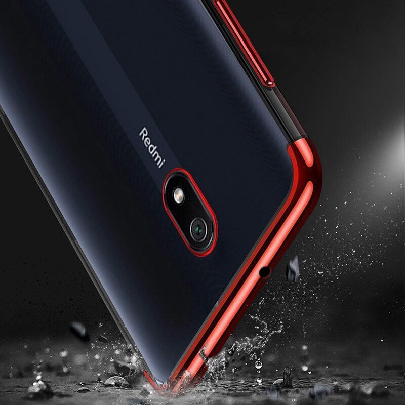 Back panel cover Hurtel Clear Color Case Gel TPU Electroplating frame Cover for Xiaomi Redmi 8A black