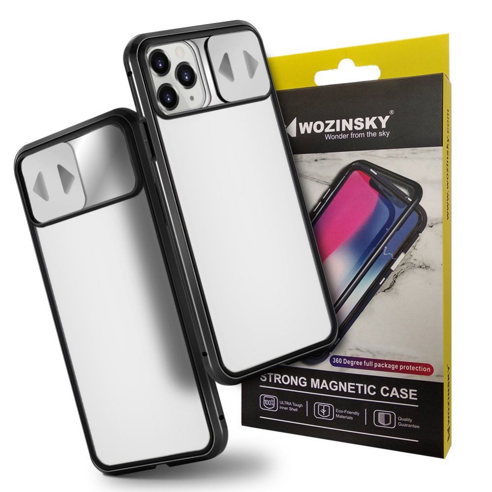Tagakaaned Wozinsky Wozinsky Magnetic Cam Slider Case Full Body Cover built-in front glass lens rotector for Huawei P40 black