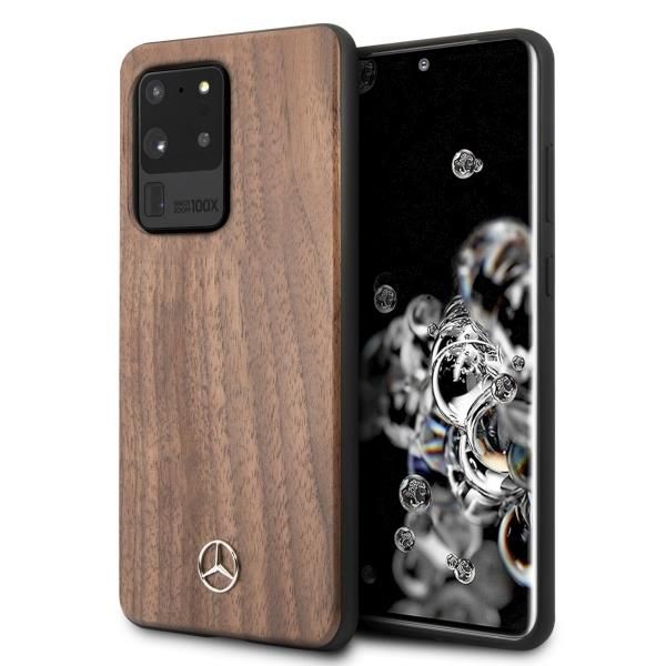 Back panel cover Mercedes-Benz Mercedes Wood Line Walnut Case for Samsung Galaxy S20 Ultra - Brown