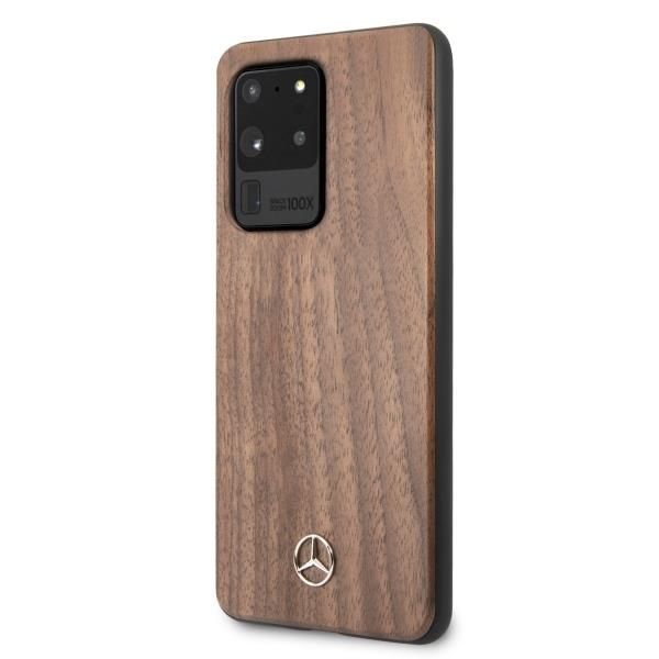 Back panel cover Mercedes-Benz Mercedes Wood Line Walnut Case for Samsung Galaxy S20 Ultra - Brown