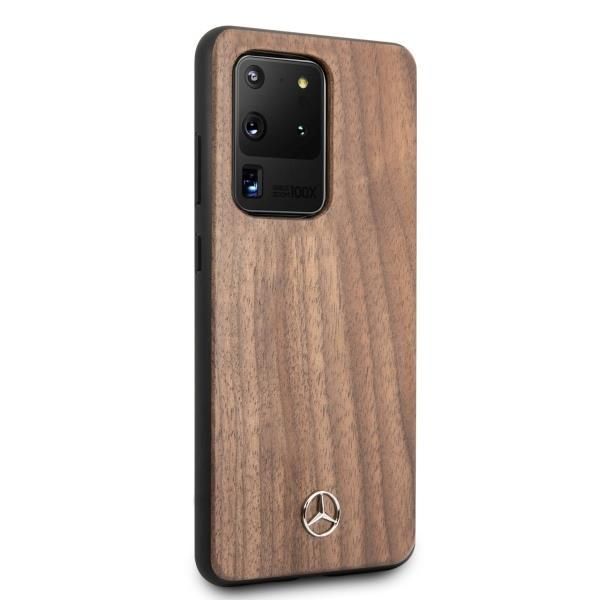 Back panel cover Mercedes-Benz Mercedes Wood Line Walnut Case for Samsung Galaxy S20 Ultra - Brown