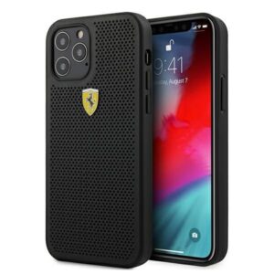 Aizmugurējais vāciņš Ferrari  Ferrari FESPEHCP12MBK iPhone 12/12 Pro 6.1" black/black hardcase On Track Perforated