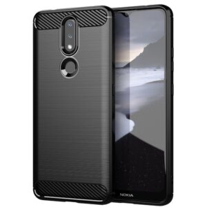 Nugarėlės dėklai Hurtel  Carbon Case Flexible Cover TPU Case for Nokia 2.4 black 