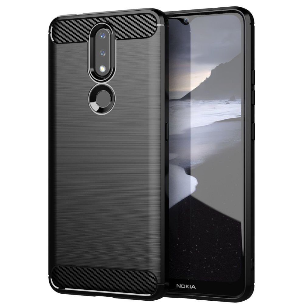 Back panel cover Hurtel Carbon Case Flexible Cover TPU Case for Nokia 2.4 black