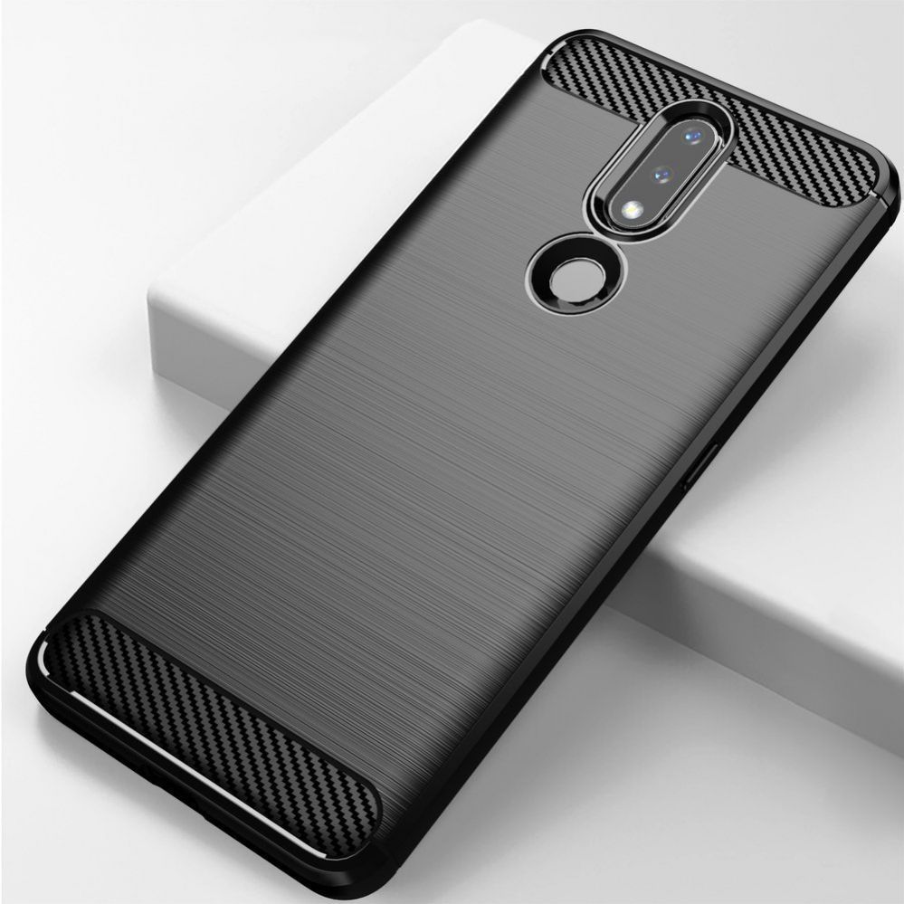 Back panel cover Hurtel Carbon Case Flexible Cover TPU Case for Nokia 2.4 black