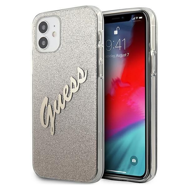 Aizmugurējais vāciņš Guess Guess GUHCP12SPCUGLSGO iPhone 12 mini 5.4" gold/gold hardcase Glitter Gradient Script